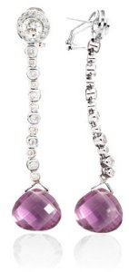 Interchangeable Line Earring - Diamond - With detachable Citrine Briolettes