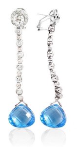 Interchangeable Line Earring - Diamond - With detachable Citrine Briolettes