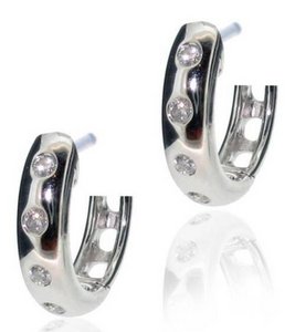 Baby hoops with 4 Diamonds - 18ct  White Gold