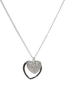 Diamond pave heart  pendant in moving frame