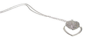 Diamond pave heart  pendant in moving frame