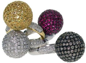 Pave ball rings