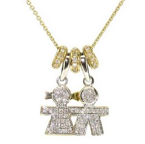 Baby girl and boy Diamond charms with Rondelles