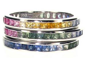 Rainbow Sapphire full Eternity rings