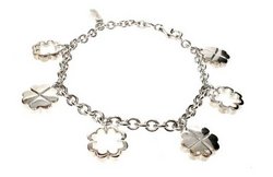 Silver charm bracelet - all flowers