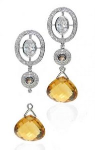 Oval Diamond earrings with detachable drops