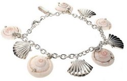 Silver charm bracelet - shells