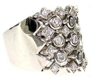 7 row soft Diamond ring - White Gold