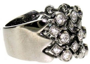 5 row soft Diamond ring - Blackened Gold