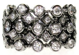 5 row soft Diamond ring - Blackened Gold