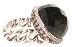 Smokey Quartz chain ring