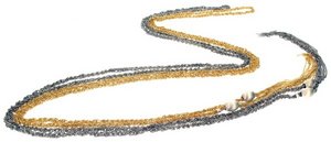 Friendship necklaces -Woven Silver and Yellow Gold-plated long necklaces