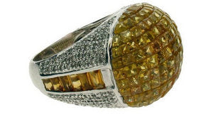 Yellow sapphire invisibly set large ring