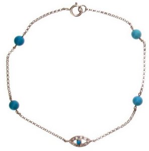 Diamond Evil Eye and Turquoise bead bracelet