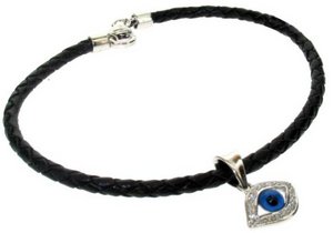 Diamond Evil Eye on plaited leather