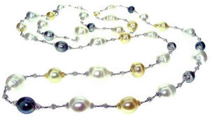 Multi colour Pearl long necklace