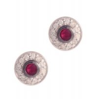 Baby Diamond Studs set with facetted Rubies
