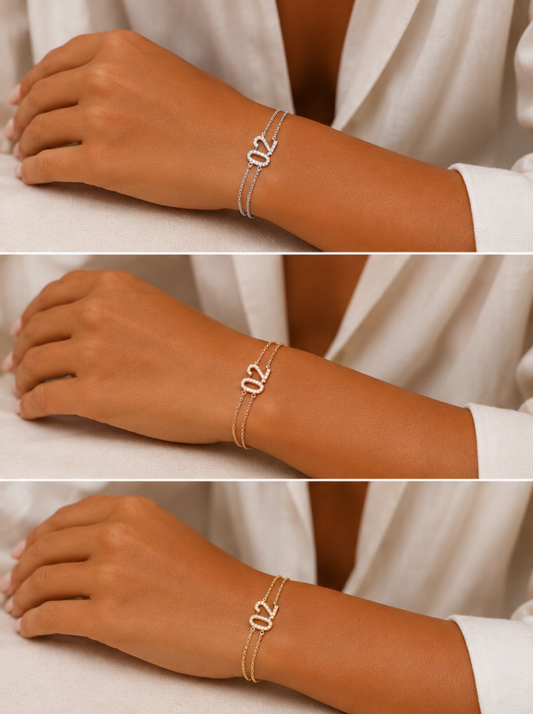 0.2 Bracelet with Double Chain and Diamond Set 0.2 Centre