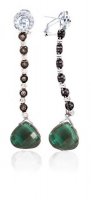 Interchangeable Line Earring Cognac and White diamonds - Green Quartz