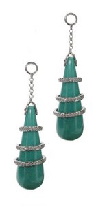Baby Diamond hoops and detachable pear drops - Turquoise