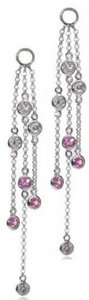 Diamond stud & medium Diamond & pink Sapphire shower
