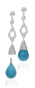 Interchangeable 'Antique' Diamond earrings - Turquoise