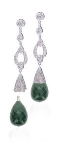 Interchangeable 'Antique' Diamond earrings - Emerald