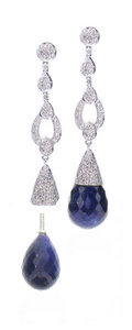 Interchangeable 'Antique' Diamond earrings - Sapphire