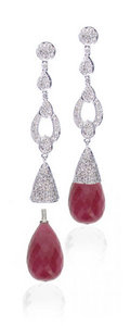 Interchangeable 'Antique' Diamond earrings - Ruby