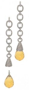 Interchangeable 'Oval Link'  Diamond earrings - Citrine