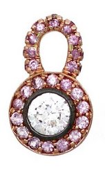 Diamond baby hoops - with 'Antique' detachable Diamond round drops - set with central CZ