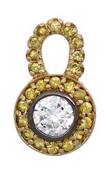 Diamond baby hoops - with 'Antique' detachable Diamond round drops - set with central CZ