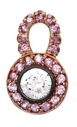 Diamond baby hoops - with Antique detachable Pink Sapphire round drops