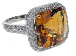 Cushion cut - in Pave Diamond setting - Sky Blue Topaz