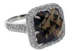 Cushion cut - in Pave Diamond setting - Sky Blue Topaz