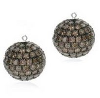 Interchangeable Line earring - Yellow Gold with Yellow Sapphires - Pave ball drop
