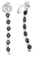 Interchangeable Line earring - Multi-Sapphire - Pave ball drop *