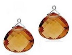 Interchangeable Line Earring - Diamond - With detachable Citrine Briolettes