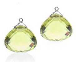 Interchangeable Line Earring - Diamond - With detachable Citrine Briolettes