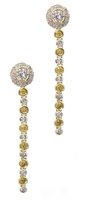 Interchangeable Line Earring - Diamond and Cognac - With detachable Ameythst Briolettes