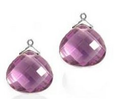 Interchangeable Line Earring - Diamond and Cognac - With detachable Ameythst Briolettes