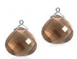 Interchangeable Line Earring - Diamond and Cognac - With detachable Ameythst Briolettes