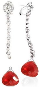 Interchangeable Line Earring - Diamond - With detachable Emerald Briolettes