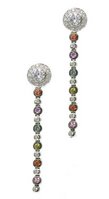 Interchangeable Line Earring - Diamond - With detachable Emerald Briolettes