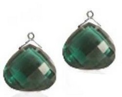 Interchangeable Line Earring - Diamond - With detachable Emerald Briolettes