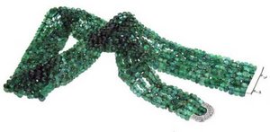 Filigree Diamond buckle with Emerald bead double strap