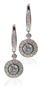 Diamond hook earrings with Diamond set round drop  - Duplicate