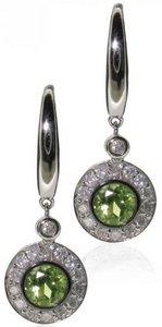 Diamond hook earrings with Diamond set round drop  - Duplicate