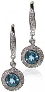 Diamond hook earrings with Diamond set round drop  - Duplicate