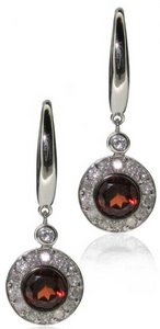 Diamond hook earrings with Diamond set round drop
